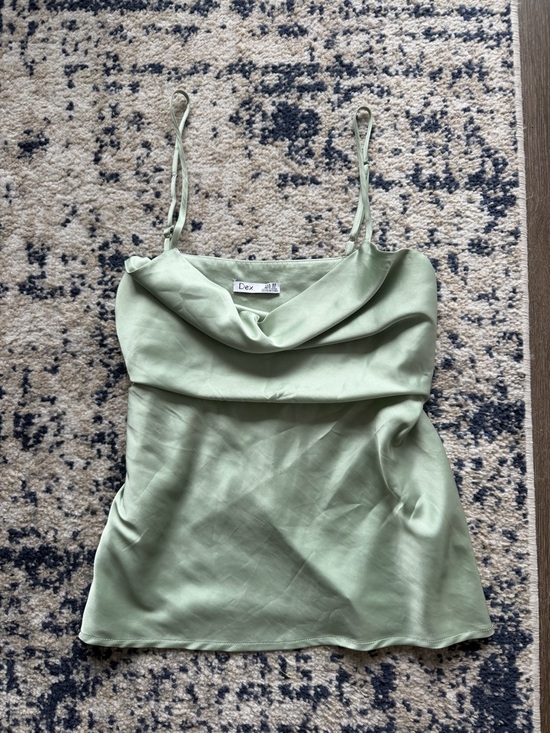 Dex Tops - Dex Light Sage Satin Cowl Neck Camisole